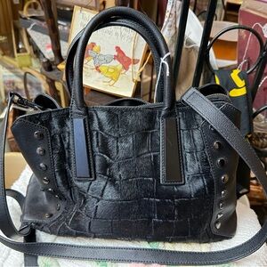 DKNY Black Textured Satchel